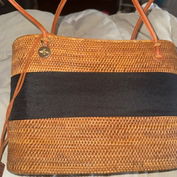 Bosom bag Elegant Tan and Black Woven Tote Bag - Picture 3 of 7